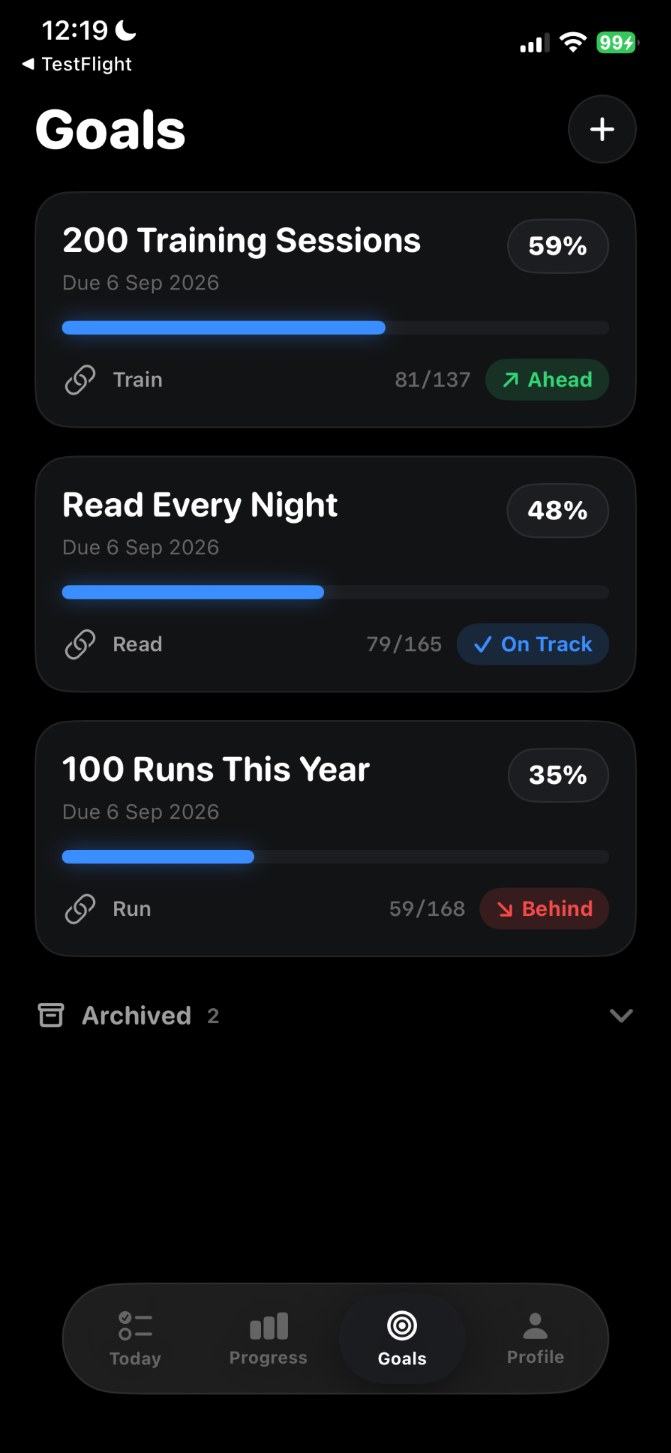 CHAINR analytics screen
