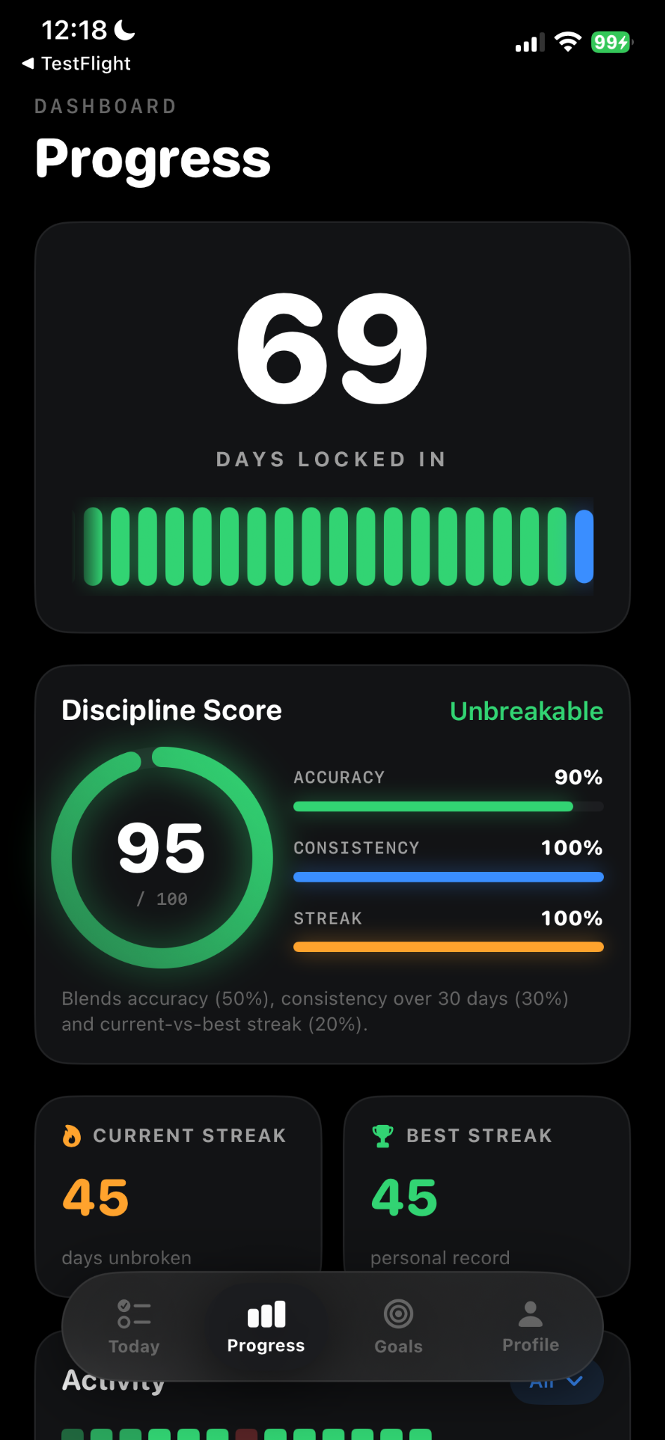 CHAINR progress screen